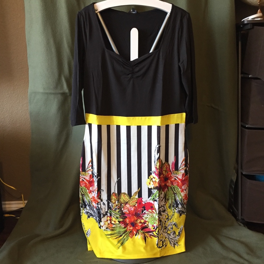 Women's Vintage 3/4 Sleeve Work Party Bodycon Dres